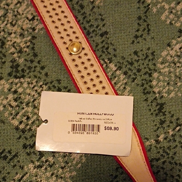 Hustler Hollywood Red 3 Row Rhinestone Choker Nwt Velvet - Picture 7 of 7